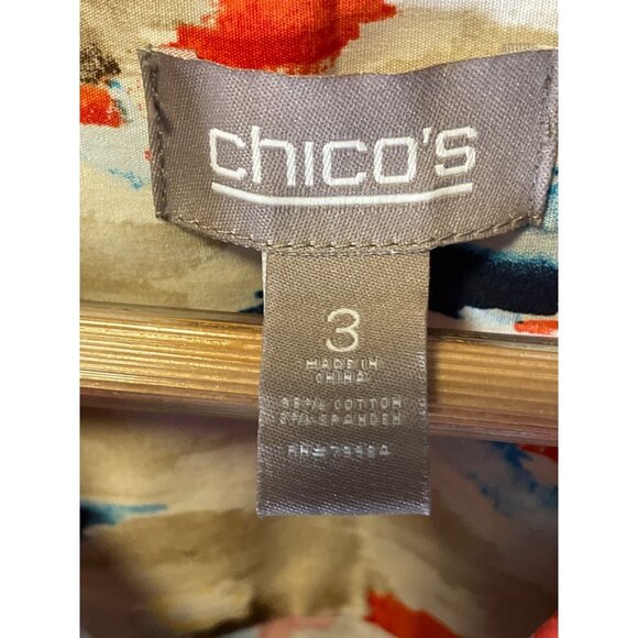 Chico's Colorful Artsy Button Up Denim Jacket Sz XL - Picture 5 of 7